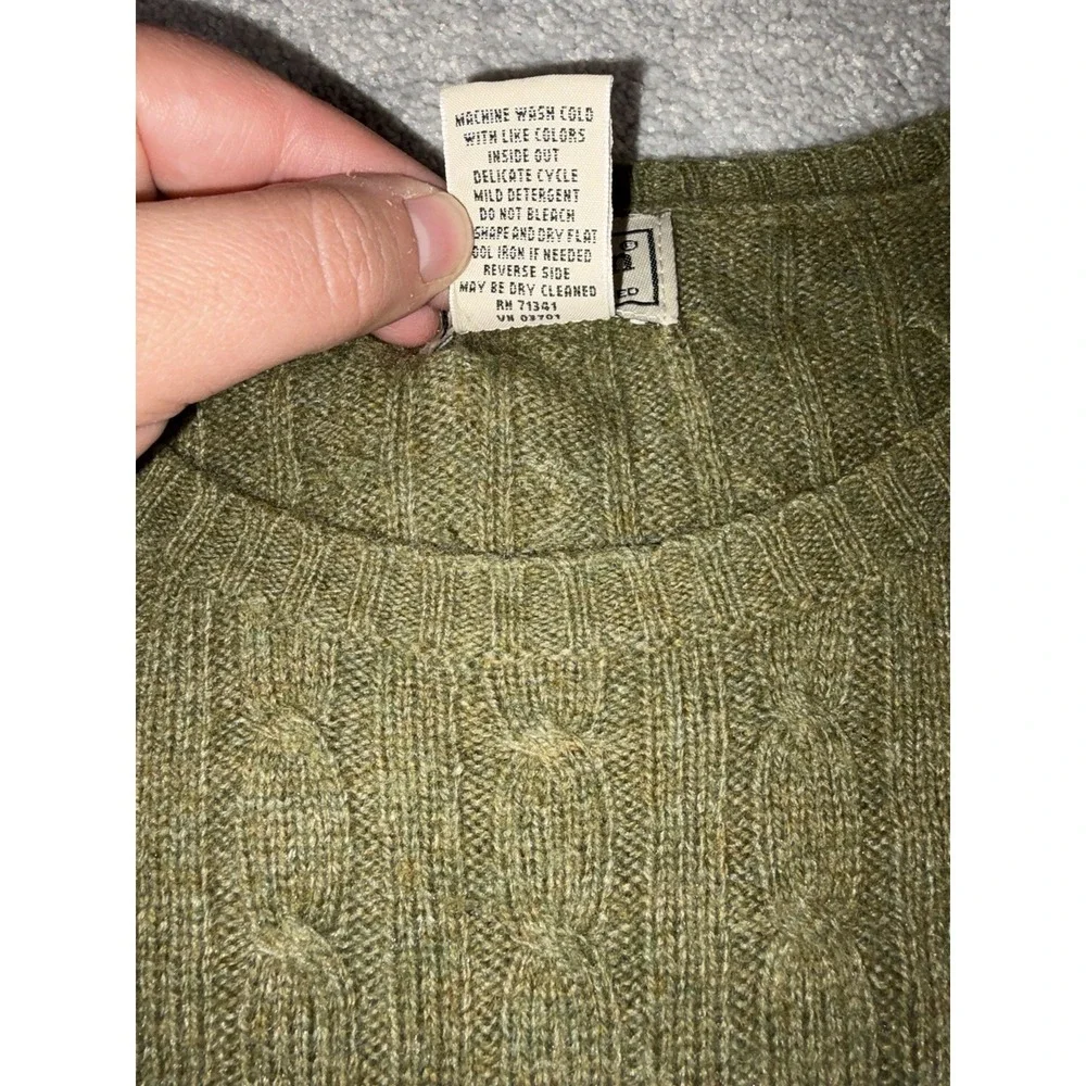 ll‎ bean lambs wool cable knit sweater green womens large VTG